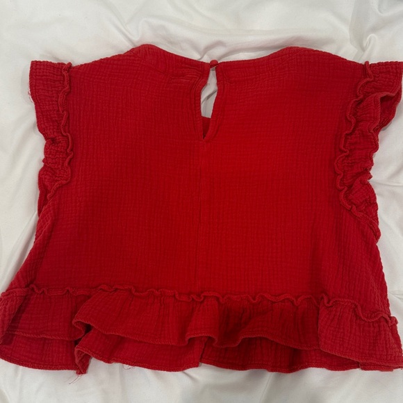 Girls' Red Ruffle Sleeve Top - Picture 2 of 2